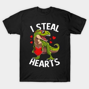 Dinosaur T Rex I Steal Heart Happy Valentines Day Gift T-Shirt